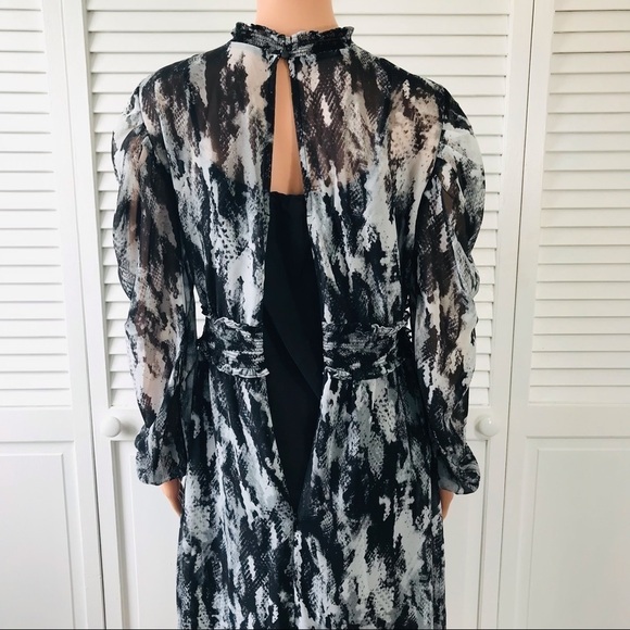 SIMPLY VERA VERAWANG Gray Black Mock Neck Long Sleeve Dress Size Small - Picture 6 of 8